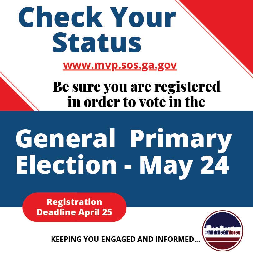 #MiddleGAVotes flyer for early voter registration.